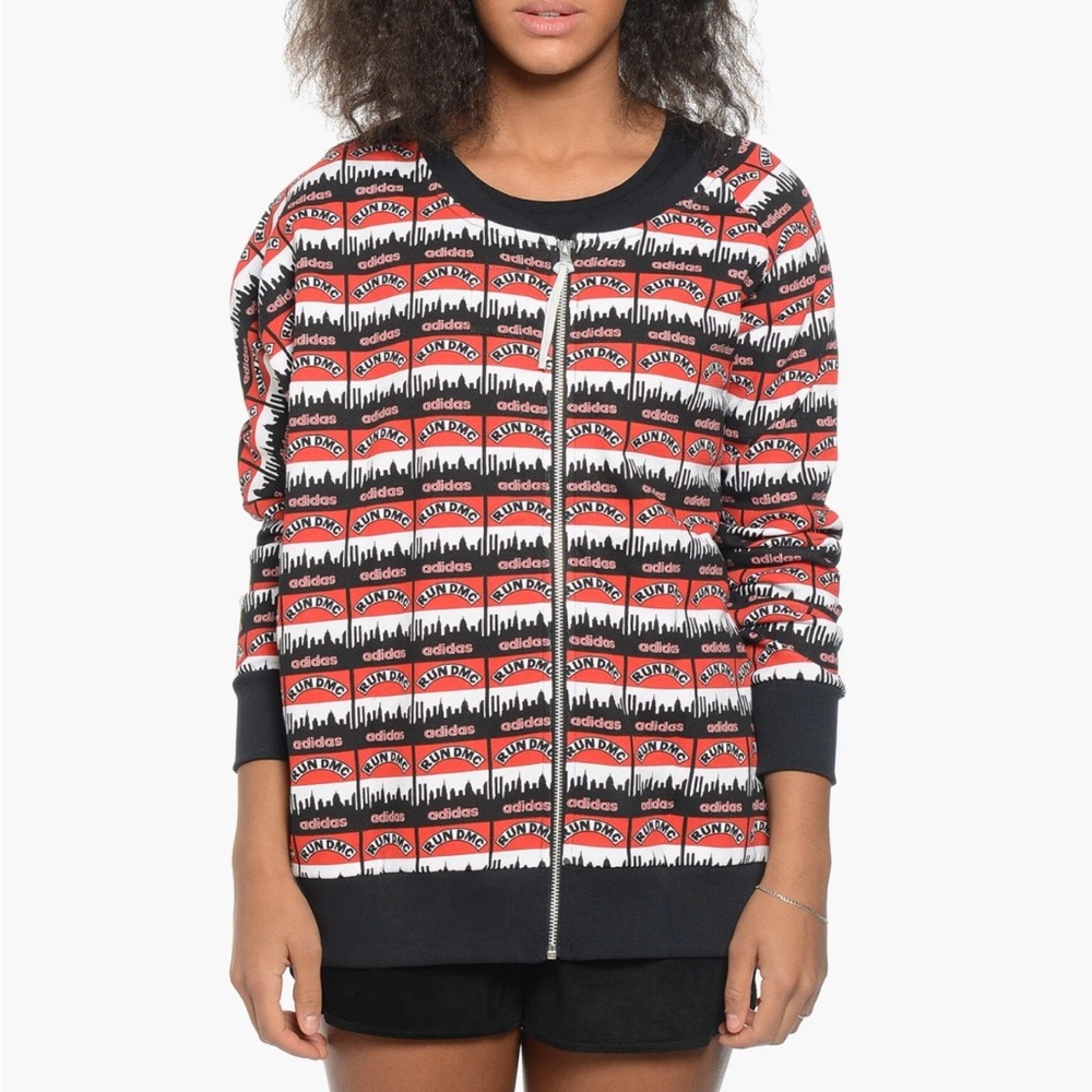 Adidas RUN DMC, asymmetrical zip up sweat shirt jacket